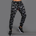 Mens camouflage polyester fibre casual sports long pants in black grey colour