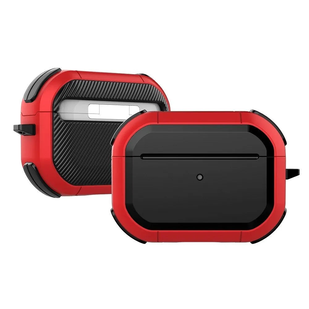 Black TPU and PC protective shell case cover for Apple AirPods 1, 2, and Pro earphones