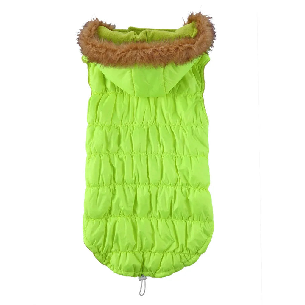 Reflective winter dog coat in blue or green, polyester, sizes S to XXL for large dogs