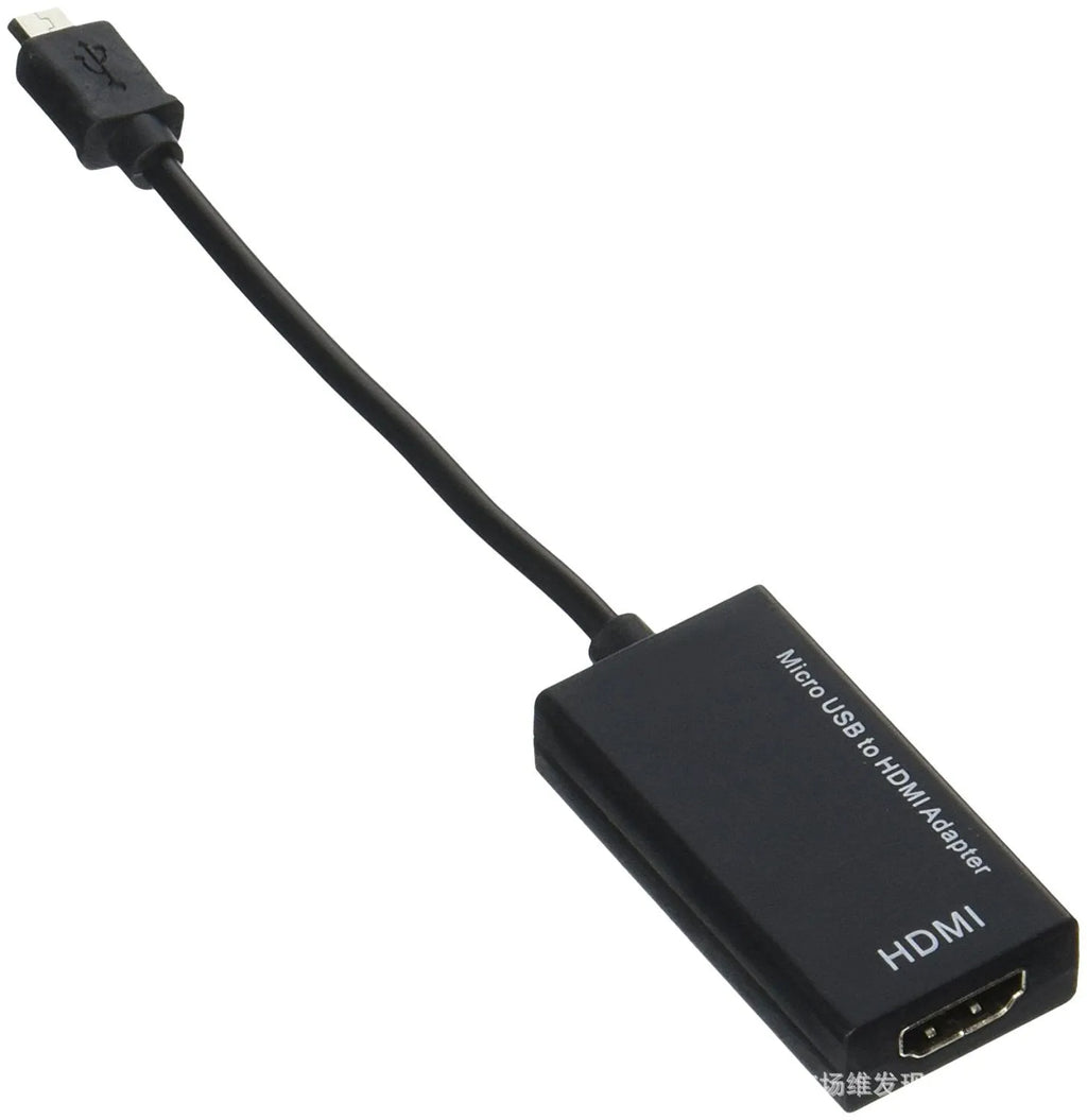 Black HD handset to HDMI adapter cable with gold-plated connectors on a white background