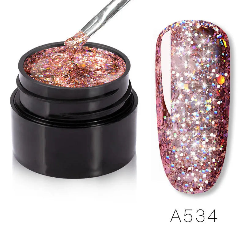 Eight 15ml colourful nail polish bottles in shades RFA531 to RFA538 with high-gloss finish