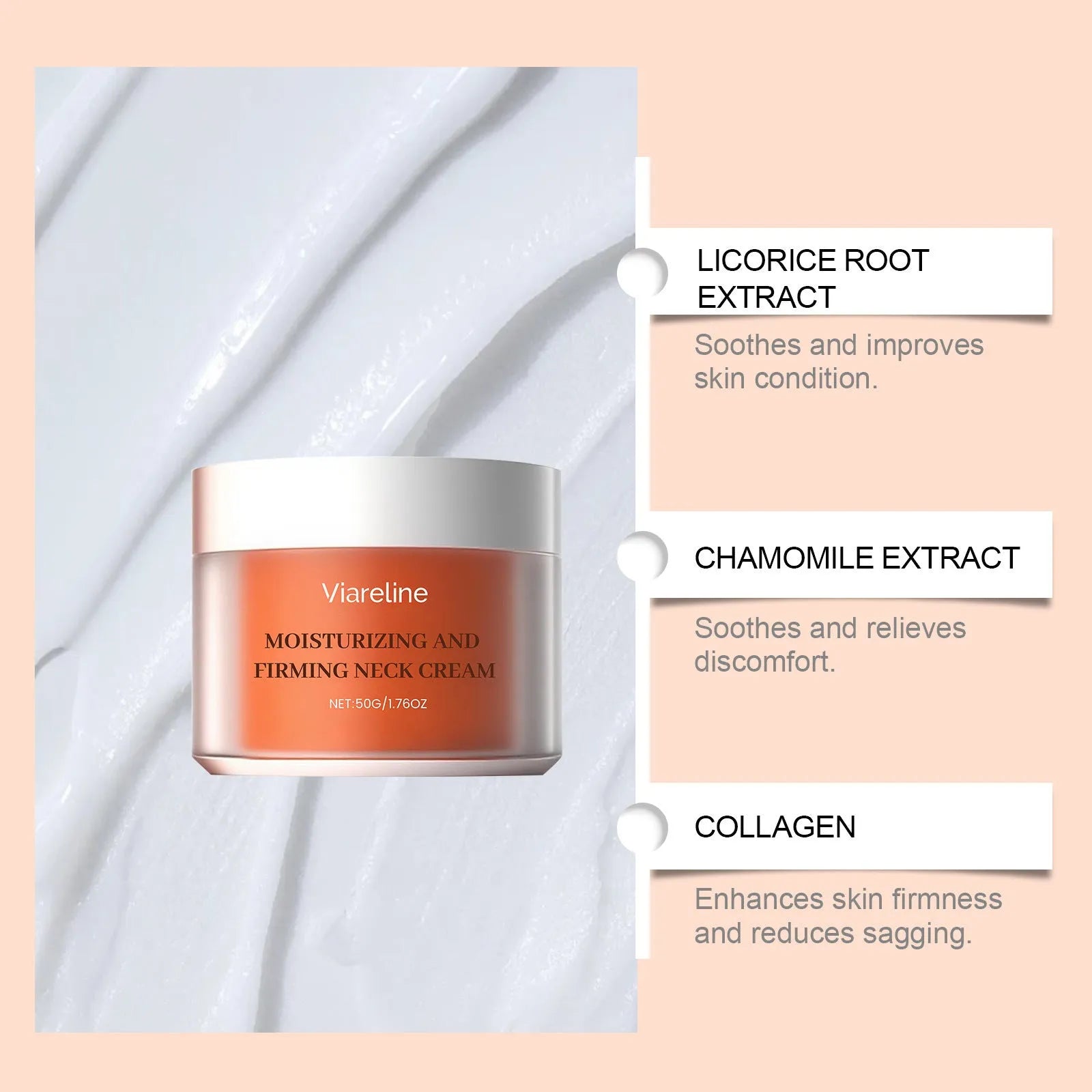 50g moisturising neck cream jar for daily contour care
