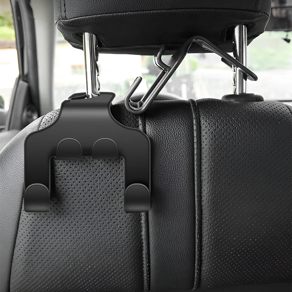 Car phone holder with multifunctional hooks made from black ABS plastic with suction cup mount