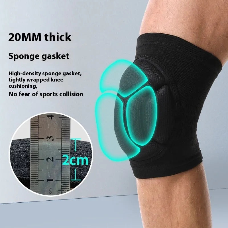 Black free-size kneepad with thick sponge padding for volleyball and dance sports