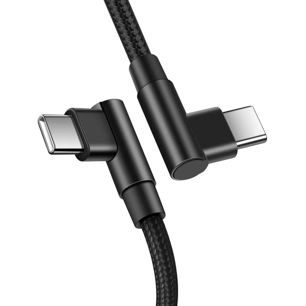 Double-ended Type-C nylon braided PD fast charging data cable, 2m, black on a plain background