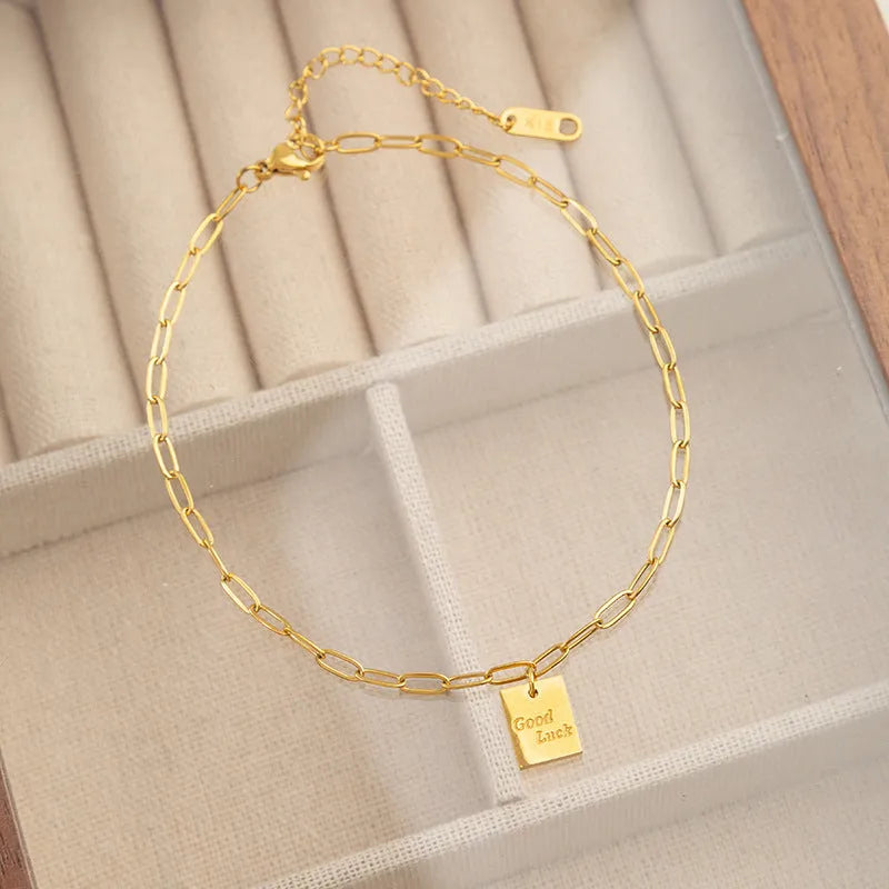 Titanium steel good luck letter anklet for women fashion chain