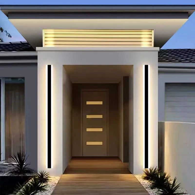 IP65 waterproof outdoor LED wall lamp in silver Alec finish, showing adjustable warm white and cool white light colours.