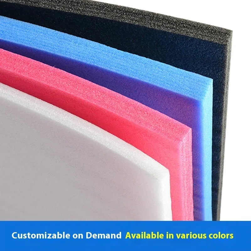 Large white EPE pearl cotton foam board showing texture and 10mm thickness, dimensions 200cm by 100cm.