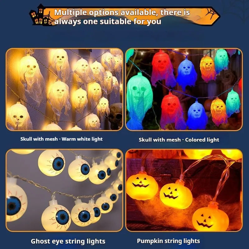 Battery powered Halloween LED coloured lights for indoor wall decoration in plastic shell