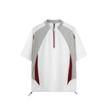 Men's solid colour polyester top with stitching detail, shown in black and beige with long and short sleeve options.