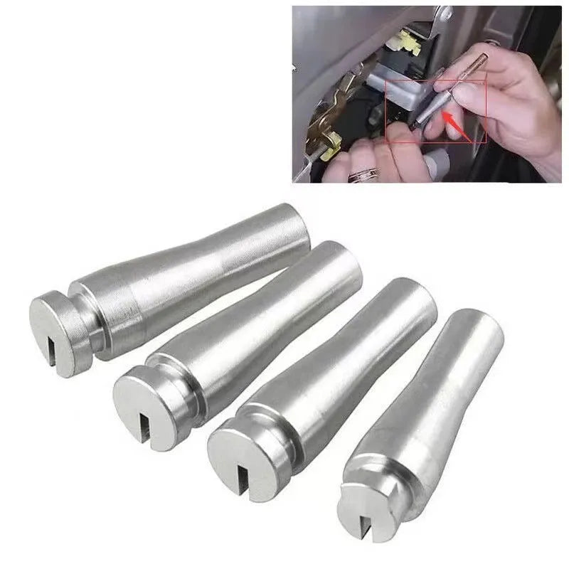 Four silver aluminium automotive repair parts for Ford truck cab rear latch mechanism
