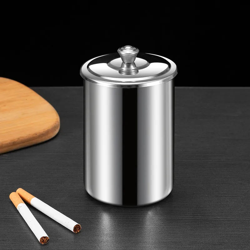 Stainless steel fly ash ashtray with cover and funnel in five colour options
