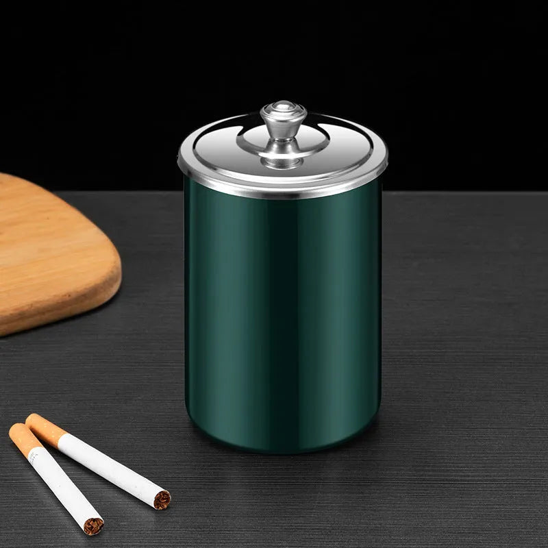 Stainless steel fly ash ashtray with cover and funnel in five colour options