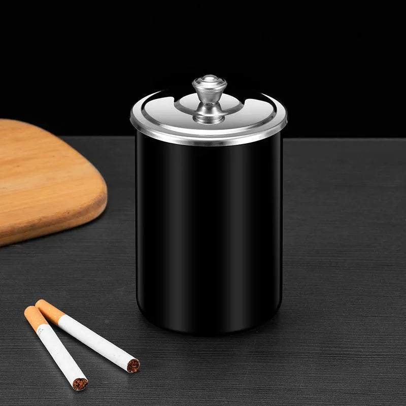 Stainless steel fly ash ashtray with cover and funnel in five colour options