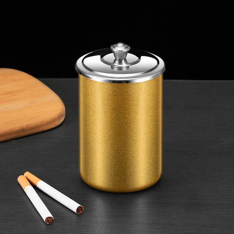 Stainless steel fly ash ashtray with cover and funnel in five colour options