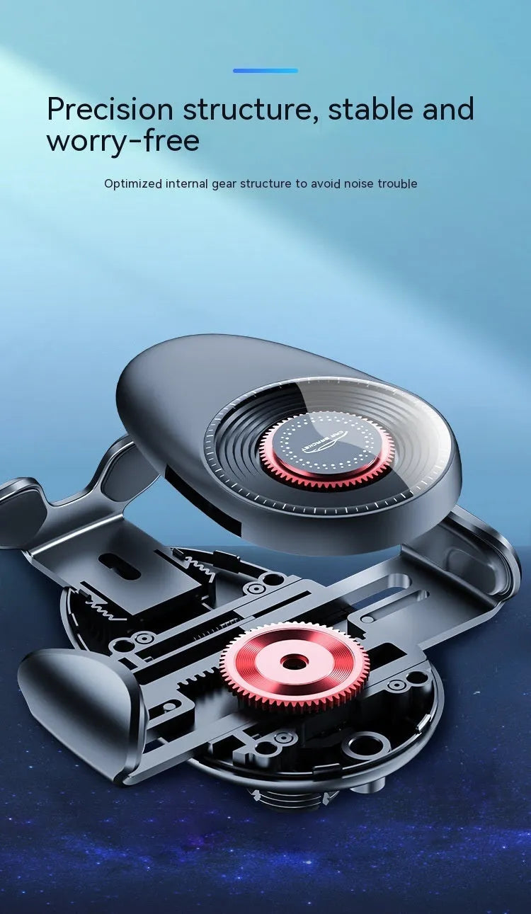 Black universal car mobile phone bracket attached to a car air vent