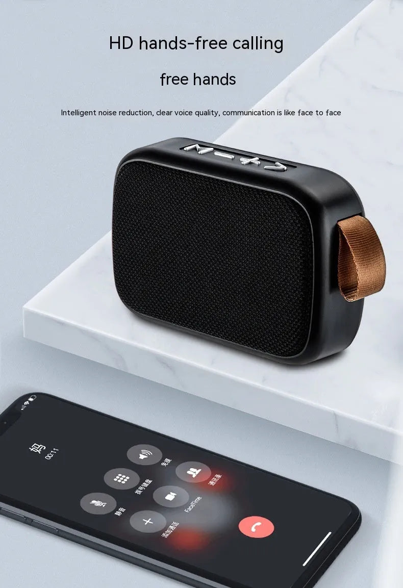 G2 fabric Bluetooth outdoor portable speaker in black with metal grille, side view