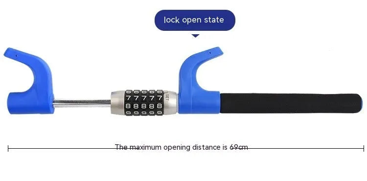 Password-protected car steering wheel U-lock in alloy steel
