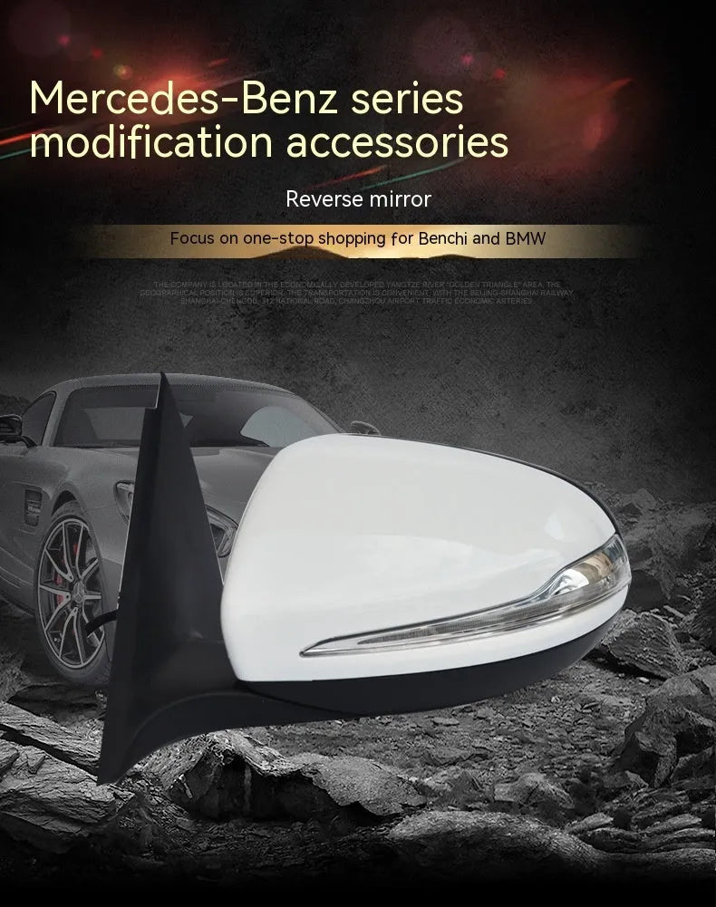 Mercedes-Benz W205 C-Class black rearview mirror assembly replacement part