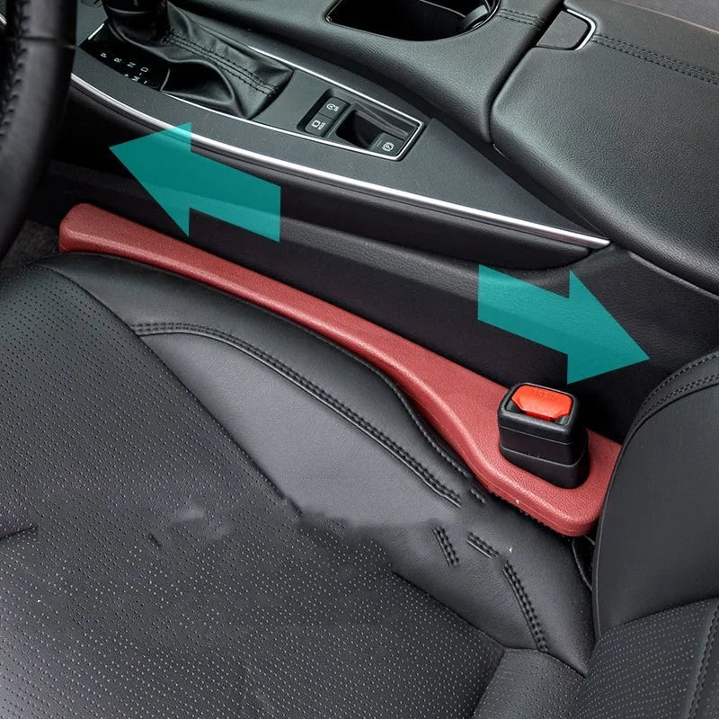 Car seat gap filler strip in polyresin with handle, shown in available colour options