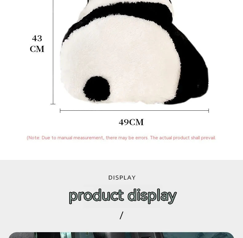Cartoon panda design plush automotive seat cushion and lumbar support pillow