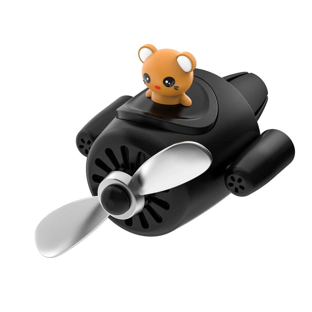 Cartoon aeroplane-shaped plastic car air vent aromatherapy diffuser with fragrant inserts.