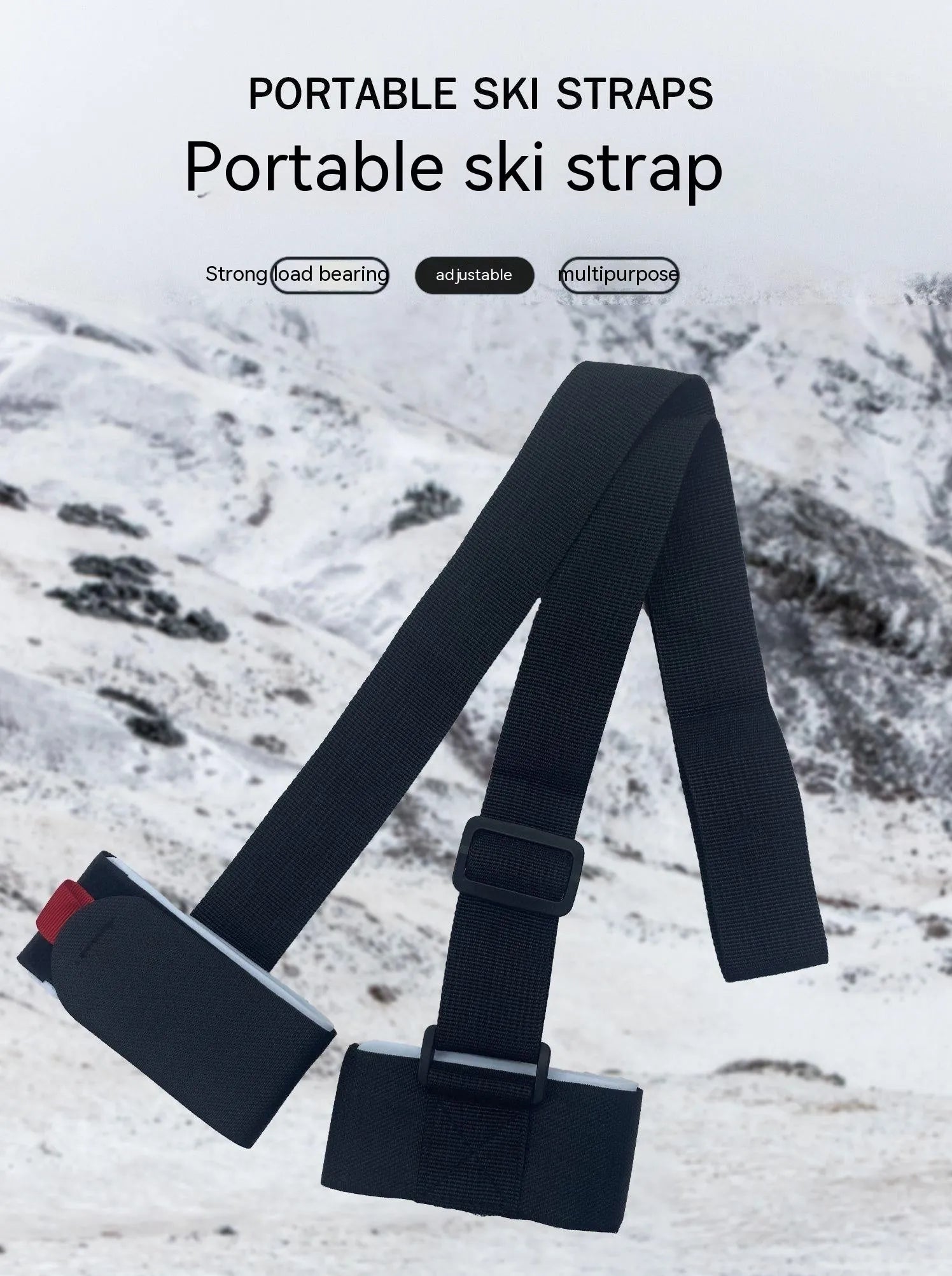 Adjustable skiing bandage shoulder strap with hook and loop closure in choice of colours