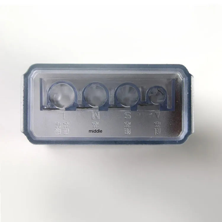 Geometric-shaped plastic pencil sharpener with four sharpening holes and an integrated screwdriver.