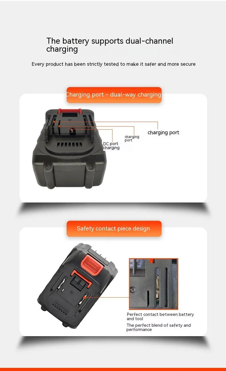 21V 4000mAh lithium battery pack, 18650 5S2P cylindrical, flat head cap, 119 x 74 x 68mm
