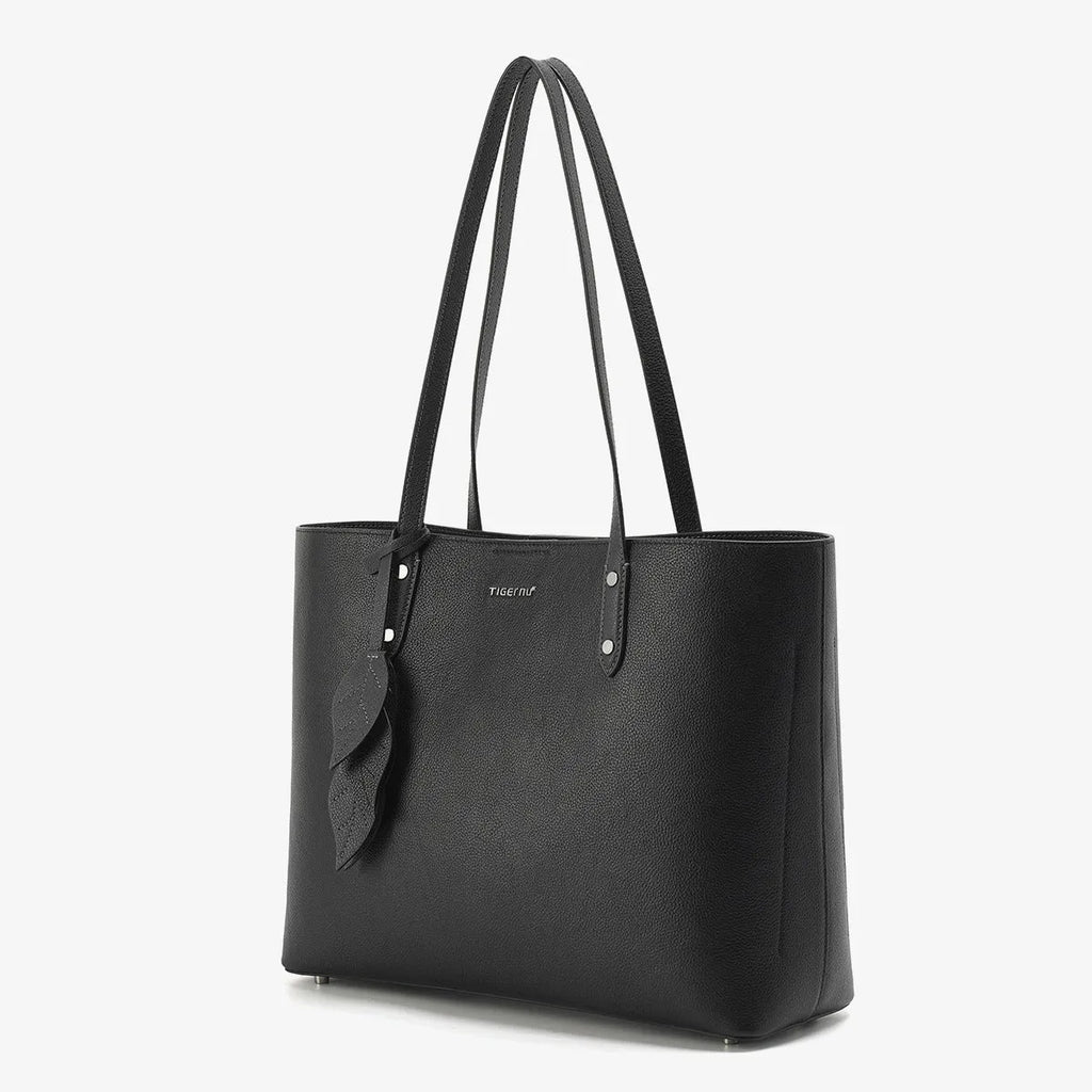 Women's large capacity leather crossbody handbag, apricot or black, 28x35x13cm, shell shape with soft handle
