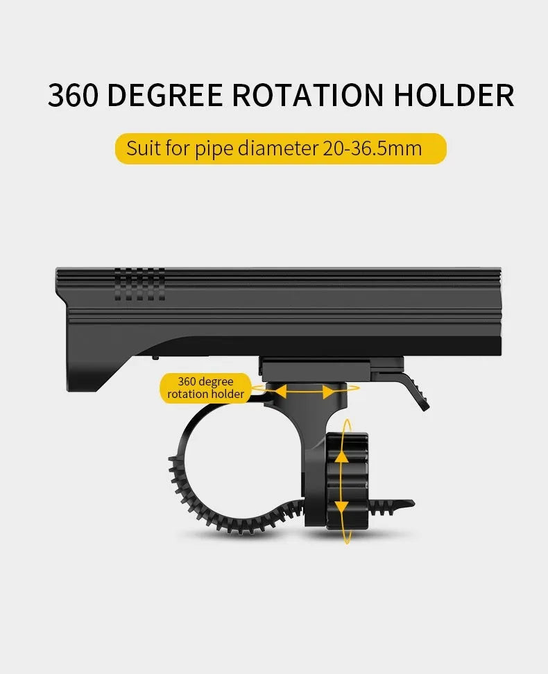 Black KX12DF digital display bicycle headlight with aluminium alloy body mounted on a handlebar bracket.