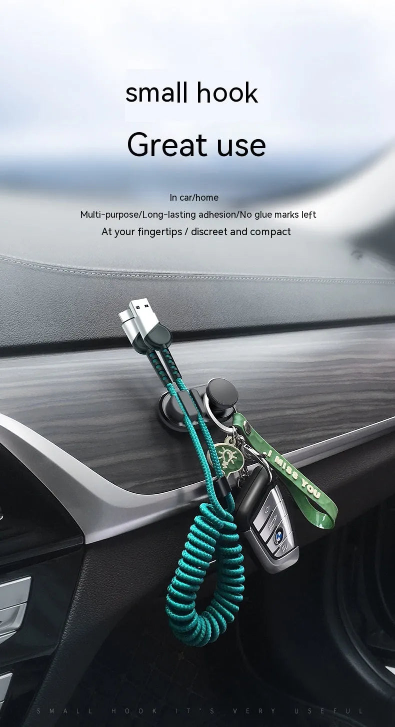 ABS silicone car storage hook for data cable organisation in dark green colour