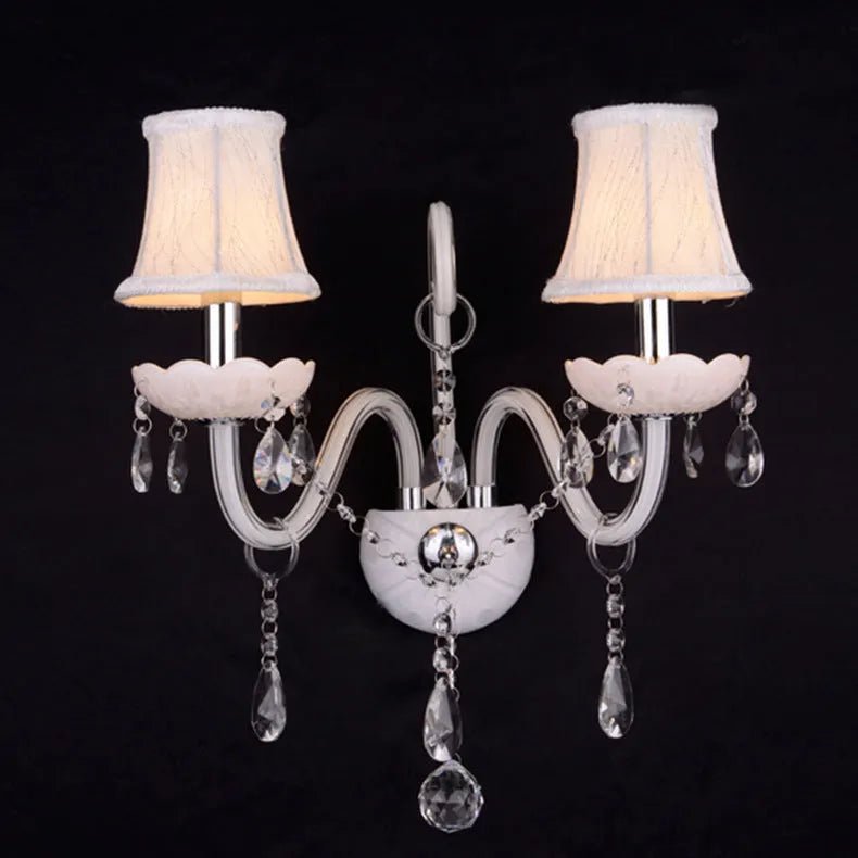 Double-head crystal wall lamp, 340mm diameter, 430mm height, 220V, in Black or White.