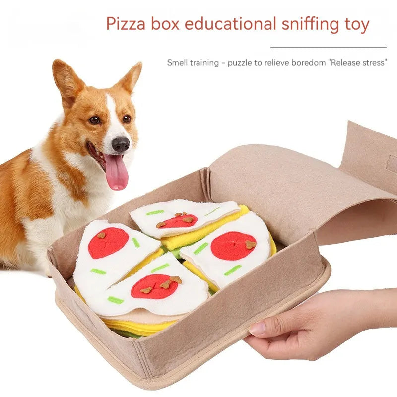 Beige polyester dog sniffing toy, 24.5 x 24.5 x 6cm square household pet toy
