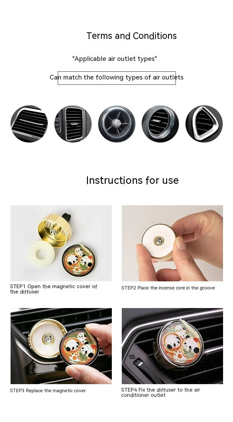 Panda hot pot shaped car air freshener diffuser decoration with removable scent tablets.