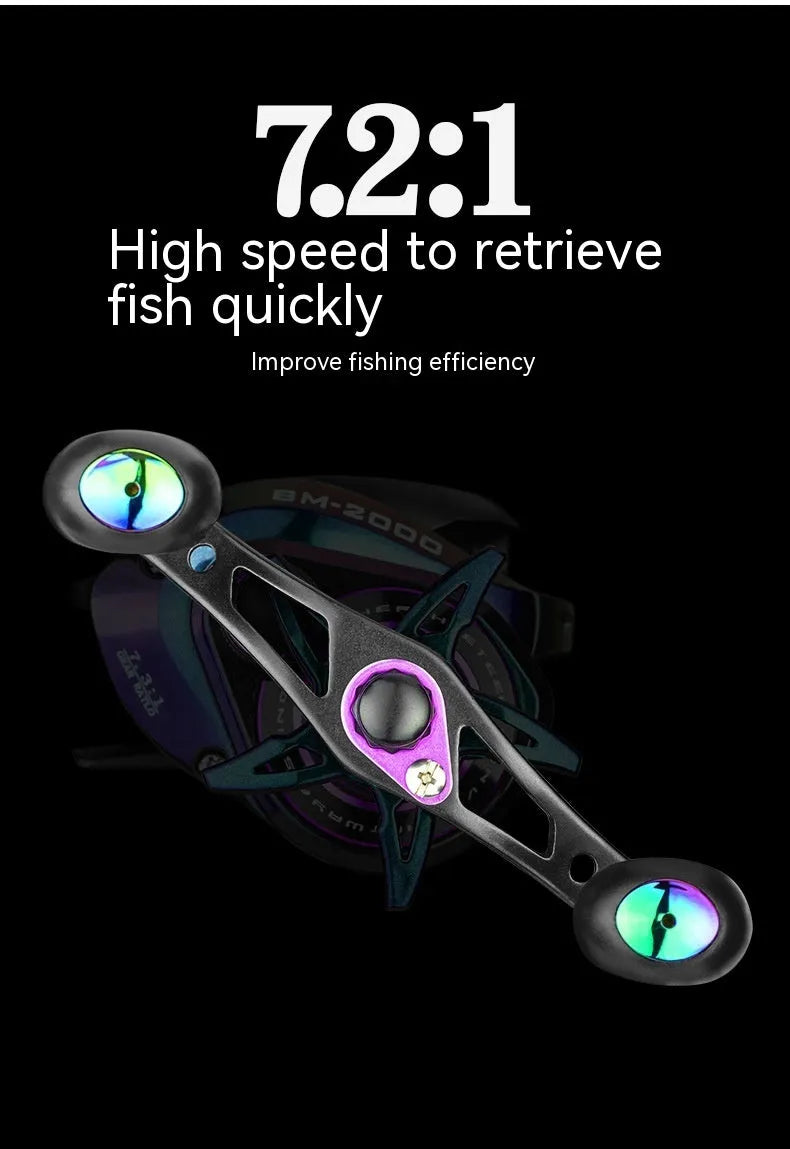 BM2000 model fishing reel with magnetic brake system and water drop spool.