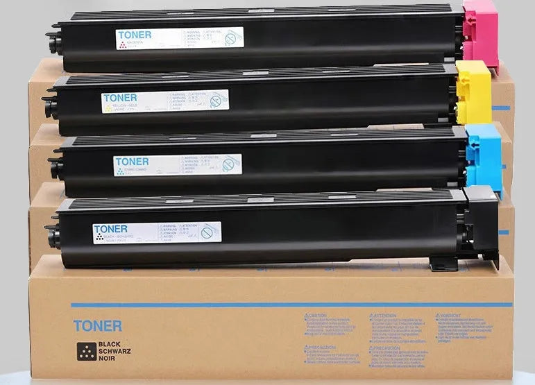 Sharp copier toner cartridge kit with black, cyan, yellow, magenta toners, drum units, and development chamber.