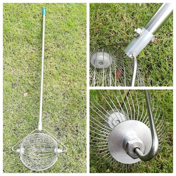 304 stainless steel golf ball picker with metallic colour for one-handed ball retrieval
