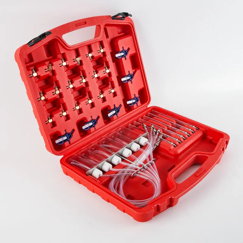 Brass and plastic fuel injection oil return measuring instrument for automotive diagnostics