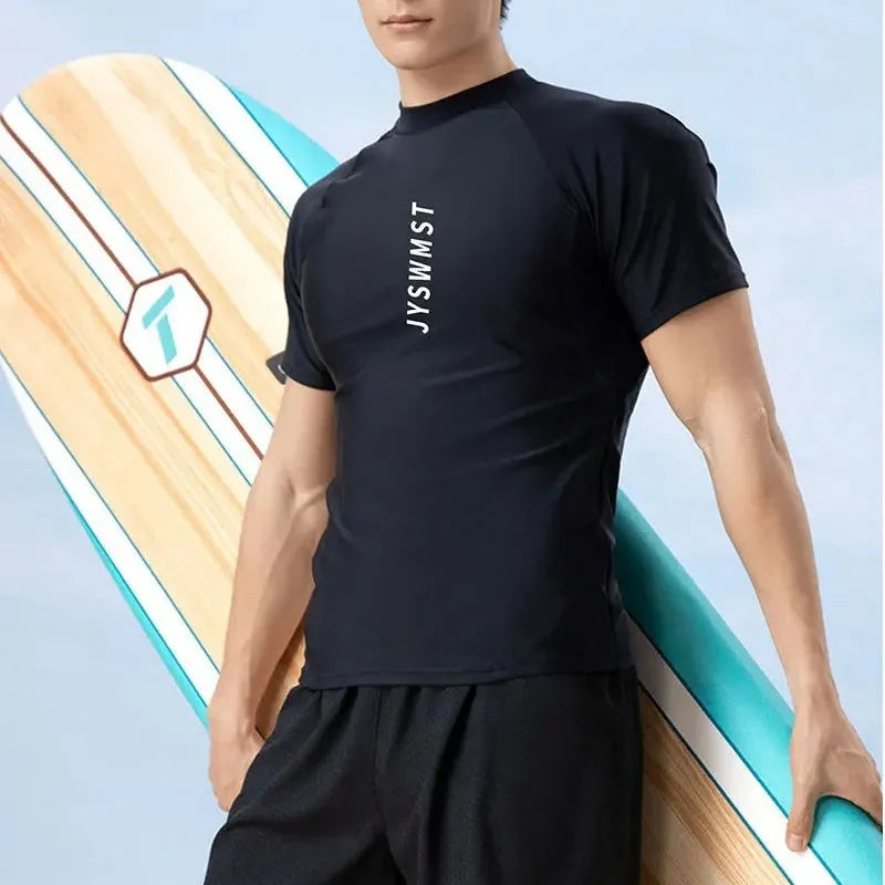 Men's polyester swimsuit set with top and trousers in plus sizes up to 4XL