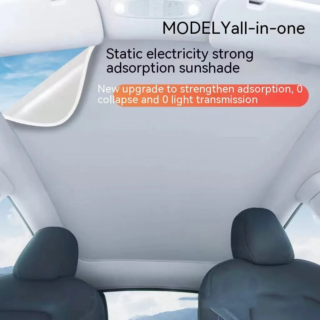 Silicone car sunshade with electrostatic adsorption system in plaid pattern