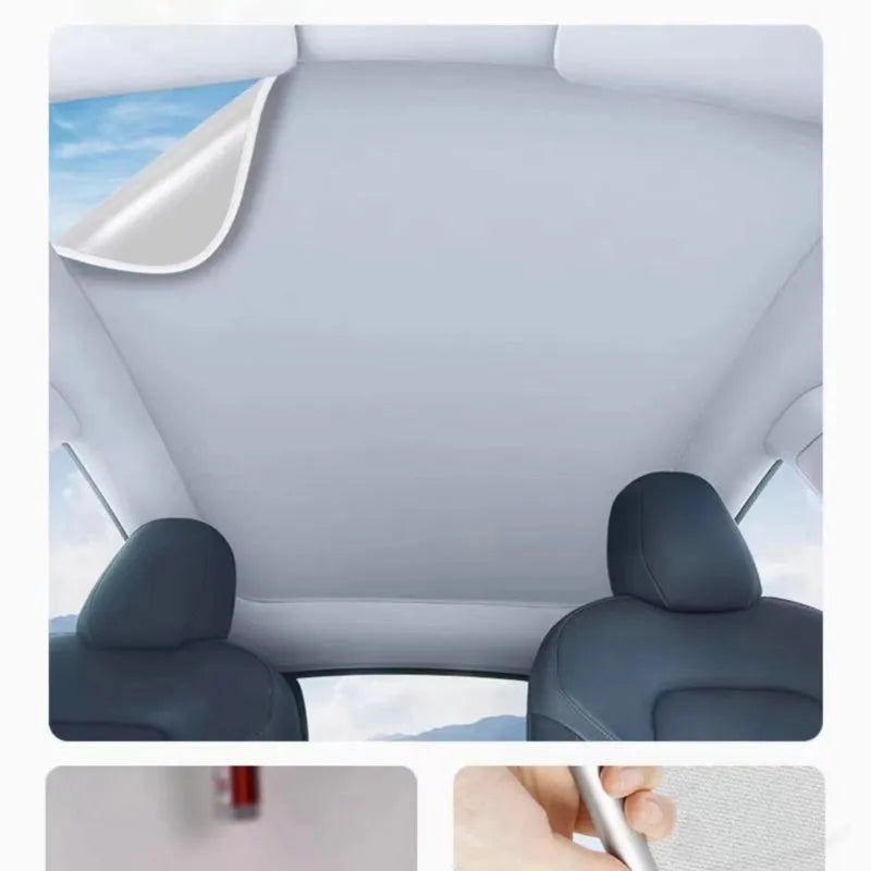 Silicone car sunshade with electrostatic adsorption system in plaid pattern