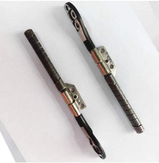 Pair of silver laptop screen hinge spindles for MacBook Pro 15-inch A1286 model.