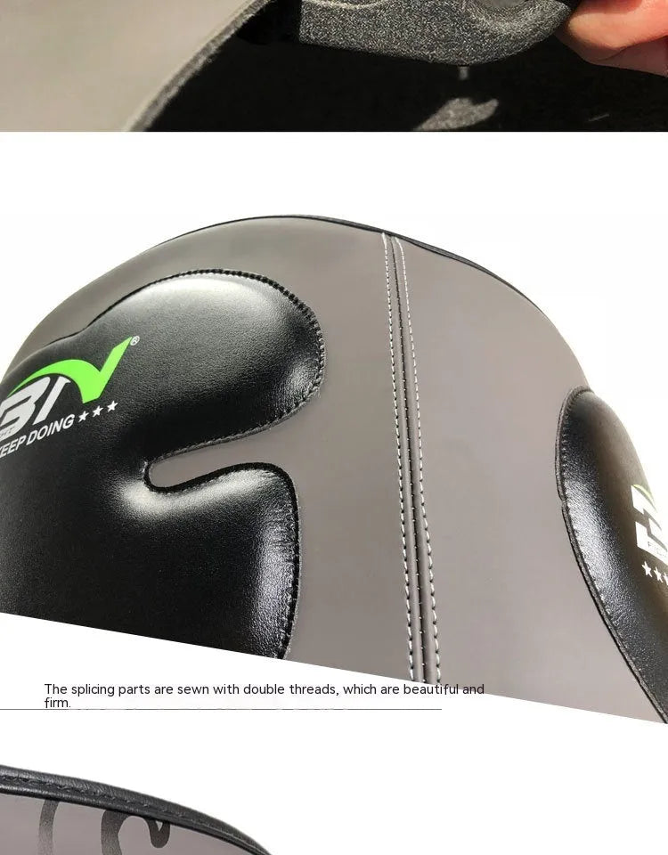 Dark grey Sanda boxing chest protection target for waist safety during martial arts training.