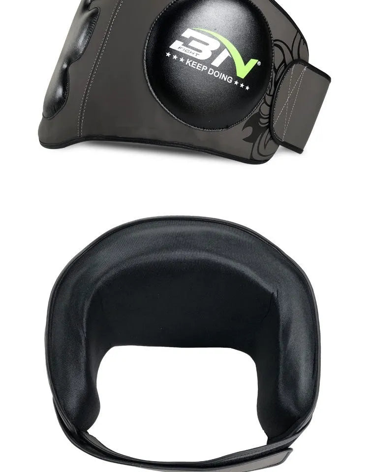 Dark grey Sanda boxing chest protection target for waist safety during martial arts training.