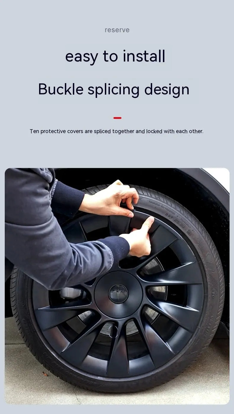 Tesla Model Y plastic wheel hub cover in sectional design with four colour options
