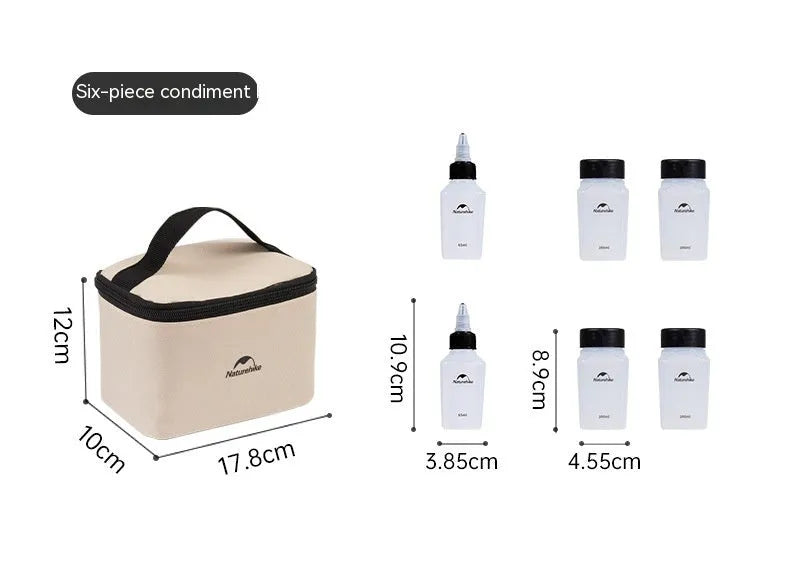 Naturehike portable seasoning bottle six-piece set in modern simplicity design