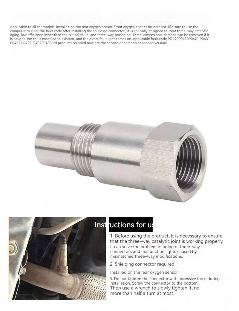 304 stainless steel oxygen sensor adapter with three-way catalyst design