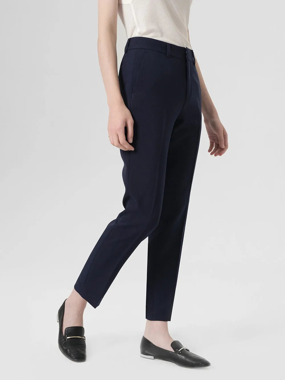 Men's and women's business formal straight-leg suit pants in black, polyester blend fabric