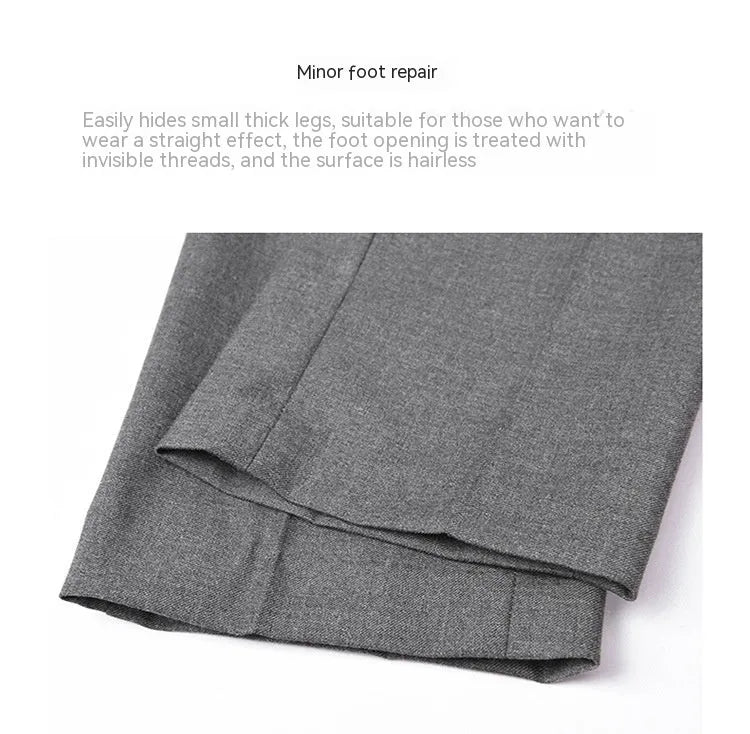 Men's and women's business formal straight-leg suit pants in black, polyester blend fabric
